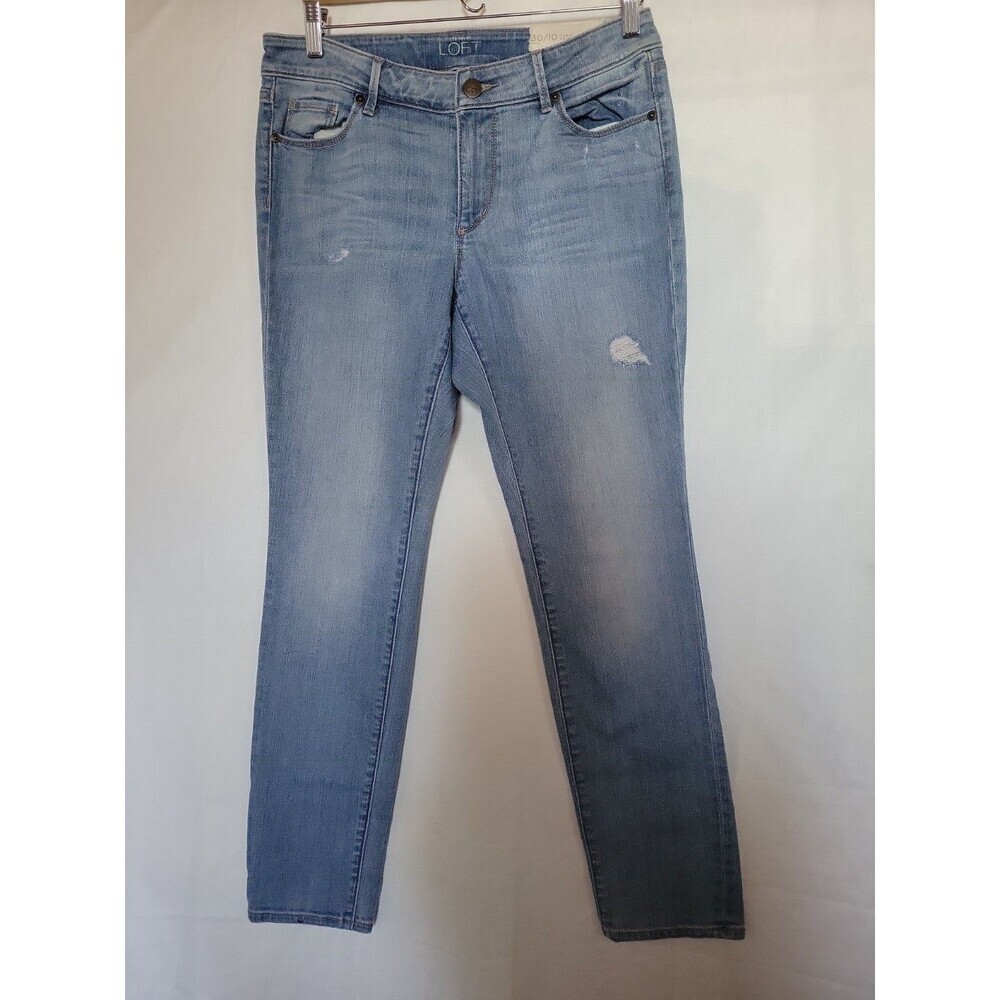 LOFT Women's Curvy Skinny Jeans 30/10 Petite Blue Light Distressed